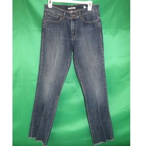 Levis Classic Bootcut Jeans Womens 6 Medium Wash Denim Raw Hem Frayed Blue